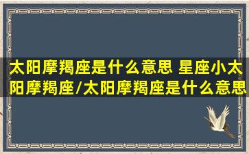 太阳摩羯座是什么意思 星座小太阳摩羯座/太阳摩羯座是什么意思 星座小太阳摩羯座-我的网站